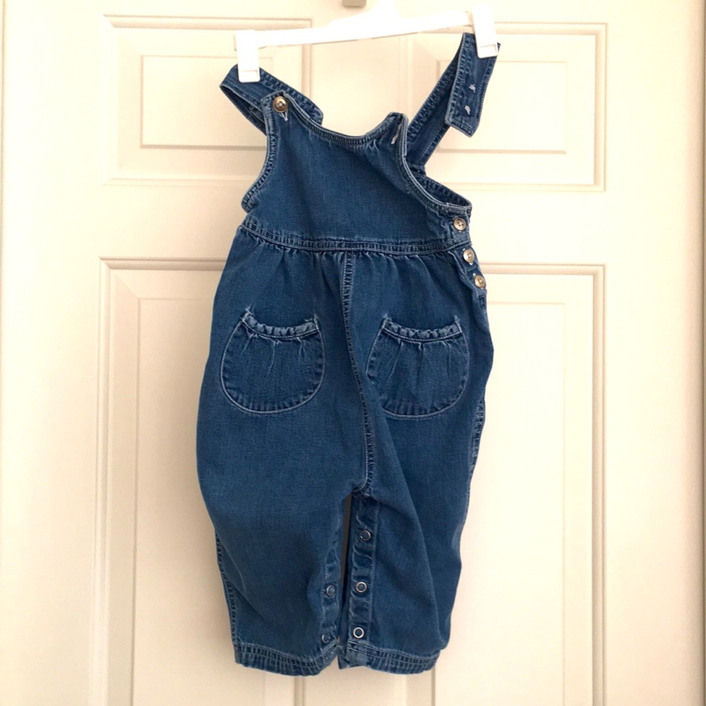 Baby Gap Denim Overall 12-18 Months Blue Pockets Missing a button
